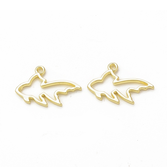 Rack Plating Alloy Goldfish Open Back Bezel Pendants, For DIY UV Resin, Epoxy Resin, Pressed Flower Jewelry, Cadmium Free & Nickel Free & Lead Free