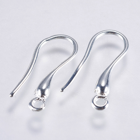 Brass Earring Hooks, with Horizontal Loop, Long-Lasting Plated, Lead Free & Cadmium Free