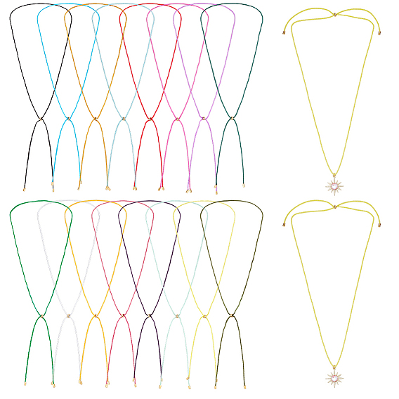 16 шт. 16 цвета нейлоновый витой шнур слайдер ожерелье изготовление, золотые