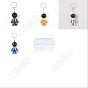 4Pcs 4 Colors Plastic Astronaut Keychains, Electroplated, with Iron Key Rings
