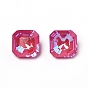 K9 Glass Rhinestone Cabochons, Mocha Fluorescent Style, Pointed Back, Faceted, Square