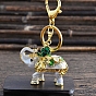 Elephant Alloy Enamel & Rhinestone Pendant Keychains, with Key Ring for Bag Car Key Pendant Decoration