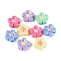 Opaque Plastic Beads, Flower, AB Color Plated