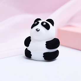 Boîte de rangement en velours panda dessin animé pour femme, étui à bagues portable