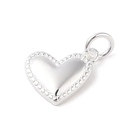 925 Sterling Silver Heart Charms, with Jump Rings