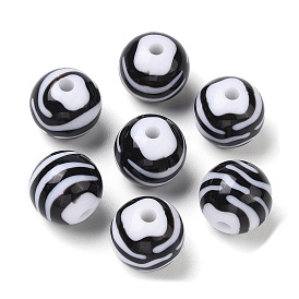 Two-tone Acrylic Beads, Round, White