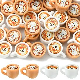 40Pcs 2 Colors Resin Mug with Cute Dog Display Decoration, Micro Landscape Dollhouse Accessories, Pretending Prop Decorations