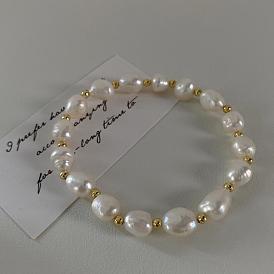 Bracelet élastique en perles d'eau douce naturelles bijoux pour femmes simples et polyvalents