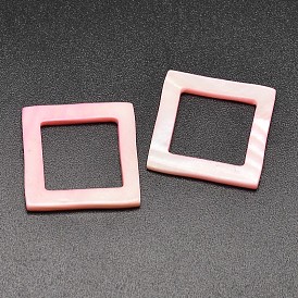 Carrés d'eau douce naturelle pendentifs coquille, teint, 30x30x3mm, Trou: 20x20mm