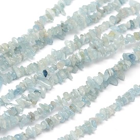 Puces aigue-marine naturelle brins de perles, 3~8x3~12x3~5mm, Trou: 1mm, environ 32 pouce