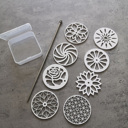 Silicone Soap Pull Through Designs Tool Sets, with Acrylic Kaleidoscope Mold and Iron Sticks, for Soap Making, Flat Round with Flower Pattern