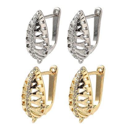 Фурнитура для сережек-колец в форме слезы с микропаве из латуни и прозрачными кубическими цирконами, без кадмия и без свинца, долговечный, стойки покрытие