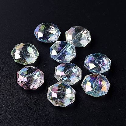 Plating Rainbow Transparemt Acrylic Beads, Section, Glitter