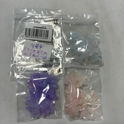 60Pcs 3 Colors Transparent Acrylic Bead Caps, 5-Petal Flower