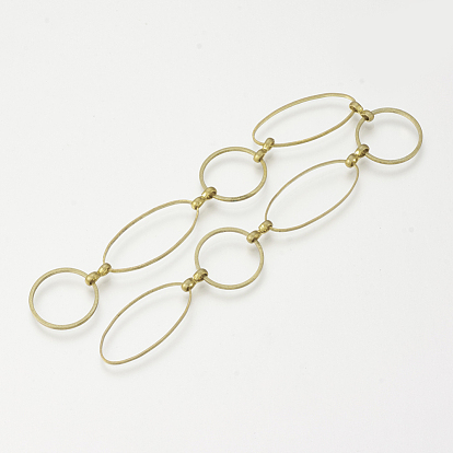 Brass Handmade Chains, Unwelded, Unwelded, Oval and Ring