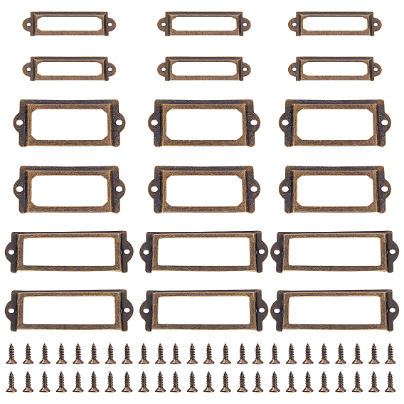 36 Sets 3 Styles Iron Label Frame, for Drawer and Jewelry Box Accessories, Rectangle