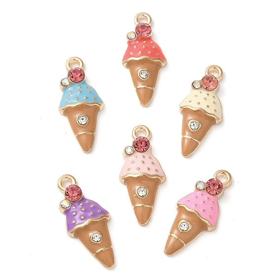 Подвески из эмалевого сплава с покрытием из легкого золота, со стразами, долговечный, очарование мороженого