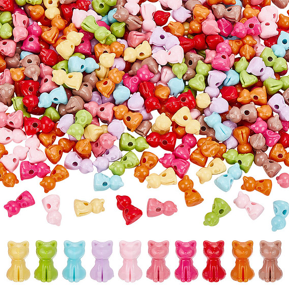 300 шт. непрозрачные акриловые бусины в виде котят, кошка