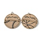 Poplar Wood Pendants, with Iron Jump Ring