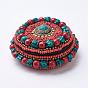 Tibetan Style Wooden Jewelry Boxes, with Imitation Coral, Beeswax and Turquoise