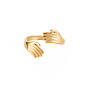 304 Stainless Steel Double Hand Hug Open Cuff Ring for Women