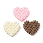 Opaque Resin Imitation Food Cabochons, Heart Waffle