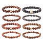 Stretch Bracelets, with Wood Beads, Round with Cross