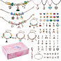 Набор для самостоятельного изготовления европейского браслета-ожерелья, в том числе ангел и сердце смолы и стекла европейские и глиняные бусины со стразами, бусины из сплава и подвески, Изготовление латунного браслета и ожерелья из вощеного шнура