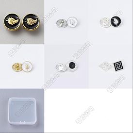 64pcs 4 styles boutons en alliage, 1-trou, platine / or