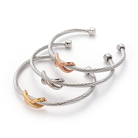 304 Stainless Steel Cuff Bangle Sets, Torque Bangle, Infinity