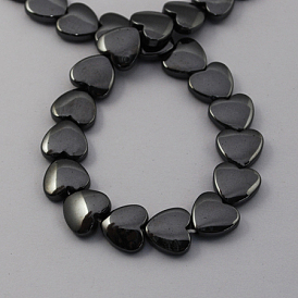 Magnetic Synthetic Hematite Beads Strands, Grade A, Heart