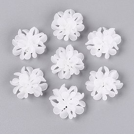 Cabujones de acrílico transparente esmerilado, perlas de racimo, flor, con ajuste de disco perforado de aluminio chapado en platino