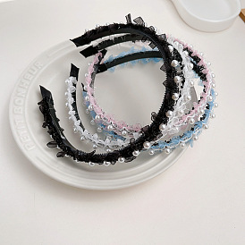 Fashion Pearl Hair Accessories Lace Lace Headband Washing Face Makeup Headband Pressing Hair Skull Bone Jewelry