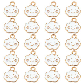 150Pcs Alloy Enamel Charms, Cloud with Smile Face