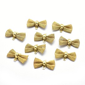 Eco-Friendly Brass Links, Lead Free & Cadmium Free & Nickel Free, Bowknot, Real 18K Gold Plated