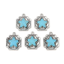 Синтетические бирюзовые подвески, крест со звездочками, с настройки сплава, без кадмия и без свинца
