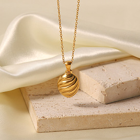 Geometric Spiral Pendant Necklace in French Style 18K Gold Plated Stainless Steel