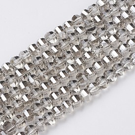 Electroplate Glass Beads Strands, Faceted, Rondelle, Pearl Luster Plated