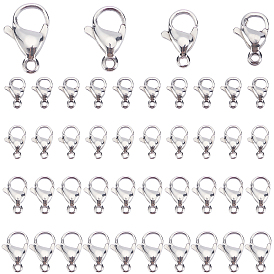 80Pcs 4 Style 304 Stainless Steel Lobster Claw Clasps, Parrot Trigger Clasps
