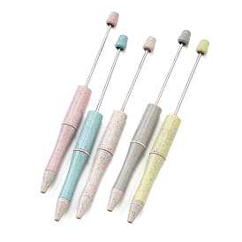 Plastic Beadable Pen, Ball-Point Pen with Steel Pole, for DIY Personalized Pen with Jewelry Beads