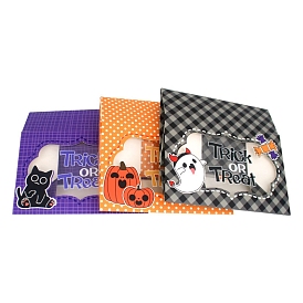 Halloween Theme Paper Trick or Treat Candy Storage Boxes, with Plastic Window, Rectangle