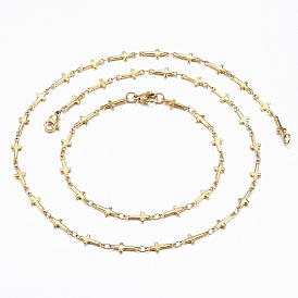 304 комплекты ювелирных изделий из нержавеющей стали, ожерелья и браслеты, с карабин-лобстерами 