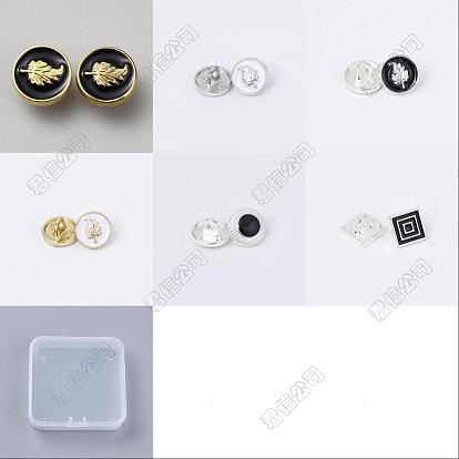 64pcs 4 styles boutons en alliage, 1-trou, platine / or