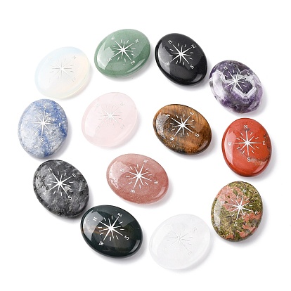 Овальные украшения в виде компаса из натурального драгоценного камня, фигурка для украшения дома, энергетический камень рейки для исцеления