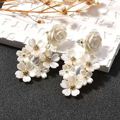 Серьги-гвоздики из сплава и 925 стерлингового серебра и акрила, цветок