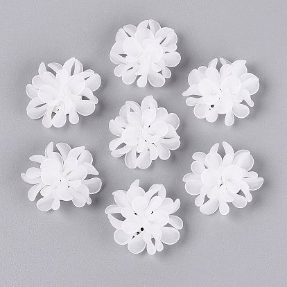 Cabujones de acrílico transparente esmerilado, perlas de racimo, flor, con ajuste de disco perforado de aluminio chapado en platino