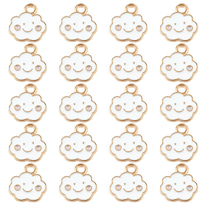 150Pcs Alloy Enamel Charms, Cloud with Smile Face