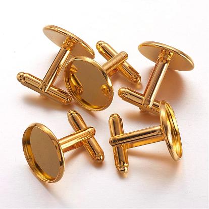 Brass Cufflinks, Cuff Button, with Tray, 18x18mm, Tray: 16mm