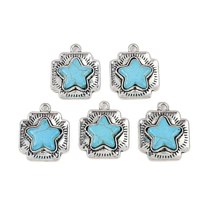 Синтетические бирюзовые подвески, крест со звездочками, с настройки сплава, без кадмия и без свинца