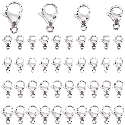 80Pcs 4 Style 304 Stainless Steel Lobster Claw Clasps, Parrot Trigger Clasps
